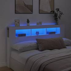 Cabeceros vidaXL Con LED Madera De Ingeniería Blanco 180x18.5x103.5 cm Cabecero