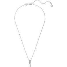 Swarovski Silver Plated Necklaces Swarovski Women's Dextera Rhodium-Plated & Crystal Double-Ring Pendant Necklace Silver Silver