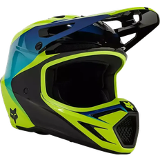 Fox V3 Streak Casco de motocross juvenil, negro-verde, tamaño Niño