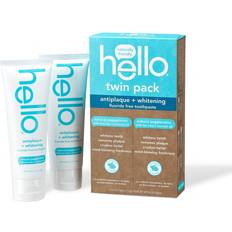 Hello Antiplaque + Whitening Fluoride Free Toothpaste Tea Tree + Coconut Oil Vegan SLS Free Twin Pack