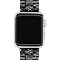 Smartwatch Strap Coach Logo Print Black Tortoise Resin Apple Watch Strap Black