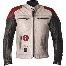 White Motorcycle Jackets Helstons Tracker Natural leather jacket red