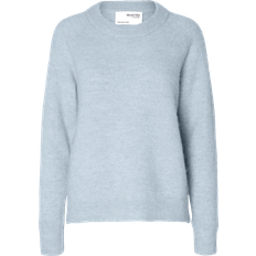 Kasjmir Gensere Selected Femme Genser slfLulu LS Knit O-neck Blå