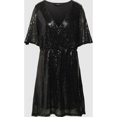 Omlottklänningar - Svarta Vero Moda VMKAJE 2/4 kort klänning JRS, Svart/detalj: sequins