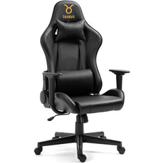 Gaming Chairs Inbox Zero Inbox Zero Gaming Chair w/ Zodiac Star Sign Poker Crown Poker Logo Zodiac Taurus Sign Adjustable Reclining Ergonomic Foam Padding Swivel PC Game Chair Foam Padding Black