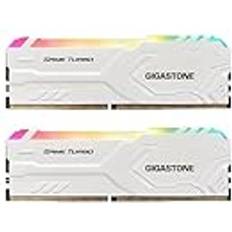 Gigastone DDR4 RAM White RGB Game Turbo Desktop RAM 32GB (2x16GB) DDR4 RAM 16GB DDR4-3200MHz PC4-25600 CL16 1.35V 288 Pin Unbuffered Non ECC UDIMM