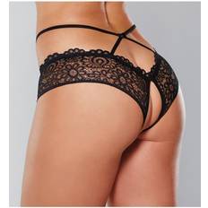 Open Panty Lace Band Criss Cross Straps Black