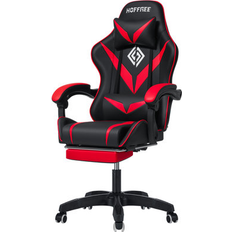 Gaming Chairs Hoffree Hoffree PC & Racing Gaming Chair Ergonomic Game Chair w/ 135Â° Reclining for Youth Foam Padding/Leather in Red/Black s- Red/Black