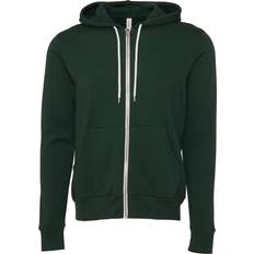 Corduroy Jumpers Canvas Unixex Zip-up Polycotton Fleece Hooded Sweatshirt Hoodie Forest Green