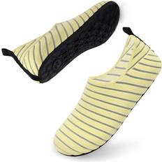 Yellow Water Shoes Anluke Womens Mens Water Shoes Barefoot Quick-Dry Aqua Socks for Beach Swim Surf Water Sport 3637, Striped Yellow
