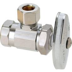 Plumbing BrassCraft 3/8 in. FIP Inlet x 3/8 in. Compression Outlet Multi-Turn Angle Valve, Brass/Chrome