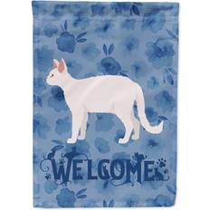 Garden & Outdoor Environment Caroline's Treasures White Devon Rex Cat Welcome Garden Size