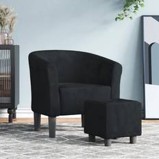 Noir Fauteuils vidaXL Cabriolet Avec Repose-Pied Chambre Fauteuil