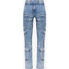 Denim Trousers Givenchy Womens Light Blue Cargo-pocket Straight-leg Mid-rise Jeans