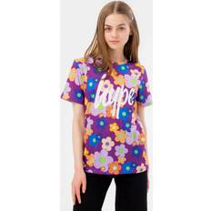 Hype girls purple flower garden script t-shirt