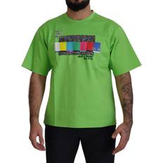 Dolce & Gabbana Green T-shirts Dolce & Gabbana Green Cotton DG CHANNEL Top Mens T-shirt