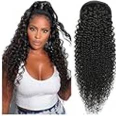 Hexeh 8-26" Drawstring Ponytail Extension, Kinky Curly Human Tail