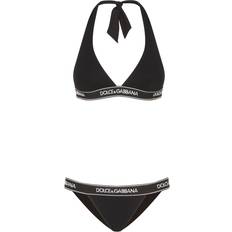 Dolce & Gabbana Swimsuits Dolce & Gabbana logo-tape halterneck bikini women Elastane/Nylon Black