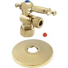 Plumbing Kingston Brass CC53302TLK 5/8 OD Comp x 3/8 OD Comp Quarter-Turn Angle Stop Valve with Flange Polished