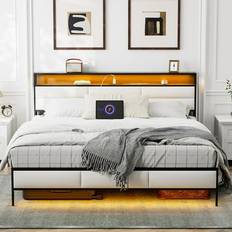 Beds & Mattresses Belleze Carmel Bed Frame with Charging Station &