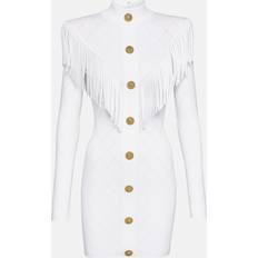 Balmain Klänningar Balmain Kort Fransad Finstickad Klänning - Vit