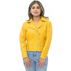 Leather Jackets - Yellow Infinity Leather Infinity Leather Womens Biker Jacket-Stockholm Yellow