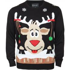 Kam Clothing Kam Mens Black Rudolph Christmas Jumper Big & Tall