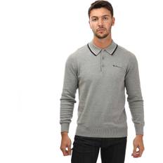 Ben Sherman long sleeve polo shirt in greyXL