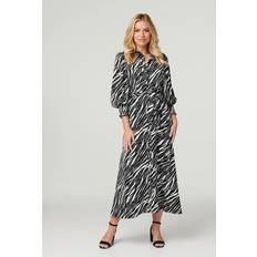 Zebra Dresses Izabel London Zebra Print Puff Sleeve Dress Black