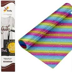 Firefly Craft Glitter Rainbow Transfer Vinyl Rainbow Glitter HTV Vinyl Iron On Vinyl for Cricut and Silhouette 5 Feet of 12 Inch HTV Heat Press Vinyl for Shirts