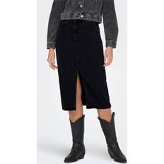 Dame - Multifarvet Nederdele Only Onlbianca Midi Skirt Rea 4489594 Washed Black sort