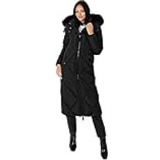 Lovedrobe Women's Winter Jacket Ladies Coat Puffer Removable Faux Fur Hood Pockets Quilted Padded Longline Puffa Outerwear, Schwarz