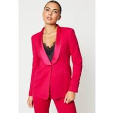 Red Blazers Coast Satin Detail Edge To Edge Tailored Blazer Red