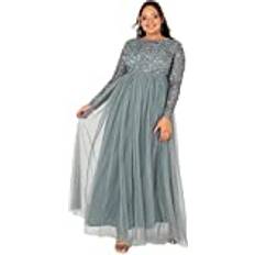 Embellished Long Sleeve Maxi Dress - Teal