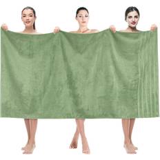 American Soft Linen Jumbo Large Towels 35 in 70 in Sage Green Bath Towel Turquoise