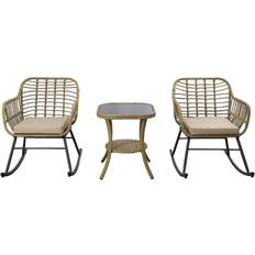 Furniture One 3 PCS Wicker Balcony Bistro Tempered