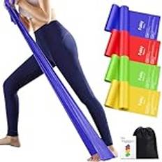 Theraband Terra Band set om 4, 2 m träningsband, motståndsband i 3 styrkor, motståndsband, träningsband, träningsband, terabandel, terraband för muskelbyggande, yoga, pilates för män och kvinnor