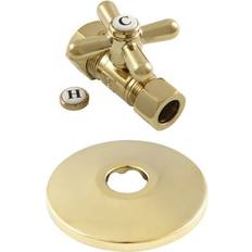 Plumbing Kingston Brass CC44452XK 5/8 OD Comp x 1/2 OD Comp Quarter-Turn Straight Stop Valve with Flange Polished