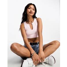 Checkered Tank Tops PacSun seamless marigold notch neck cropped vest in chalk pinkXS