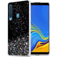 Cadorabo TPU Hülle mit Glitzer für Samsung Galaxy A9 2018 Galaxy A9 2018 Smartphone Hülle, Schwarz