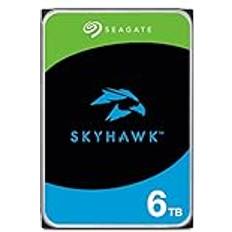 Seagate Skyhawk 6TB intern hårddisk HDD, videoinspelning upp till 64 kameror, 3,5 tum, 64 MB cache, SATA 6 Gb/s, silver, FFP, inkl. 3 års Rescue Service, modellnummer: ST6000VXZ09