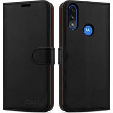 iCatchy Black For Motorola Moto E7i Power Leather Wallet Case