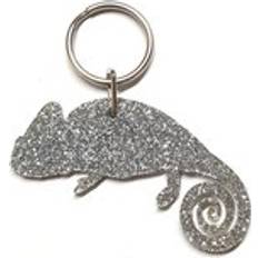 Grey Keychains Pet Mirrors Glitter Acrylic Chamelon Keyring - Grey