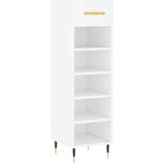 vidaXL white Cabinet High Gloss Engineered Shoe Rack