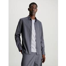 Calvin Klein Organic Shirts Calvin Klein poplin stretch slim shirt in charcoal-Grey2XL