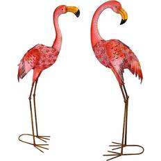 Pink Garden Decorations Selections Pair of Flamingo Solar Light Garden Ornaments