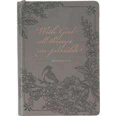 Grey Notepads Christian Art Gifts With God Zipper Journal, Gray