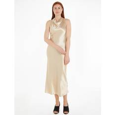 Calvin Klein Beige Dresses Calvin Klein Shine Halterneck Midi Dress, Angora