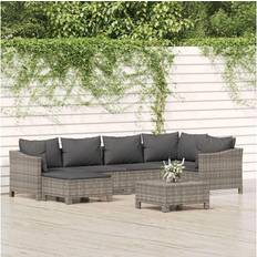 vidaXL Patio Furniture Set 7 Piece Armchair Sofa with Cushions Gray Poly Rattan Conjunto de Sala de Exterior