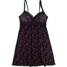 Leopard - Women Negligées Hanky Panky Women's Cross Dyed Leopard Chemise, Black/Tulip